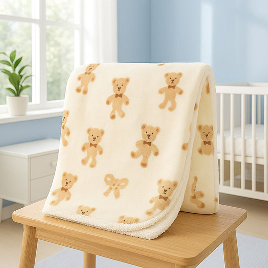 couverture bebe polaire HugMe ours beige