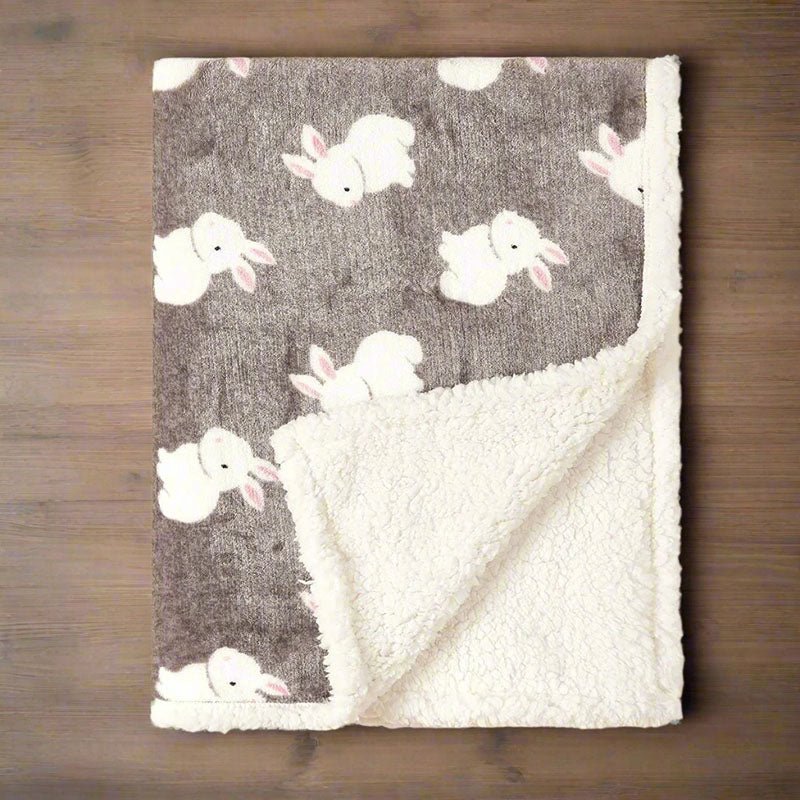 couverture bebe polaire hugme lapin gris a