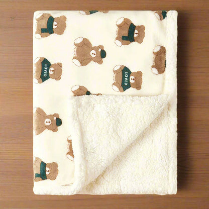 couverture bebe polaire hugme ours vert b
