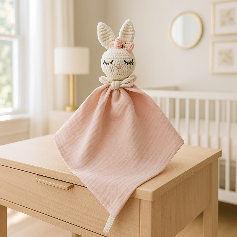 doudou bebe LullaMoon lapin rose